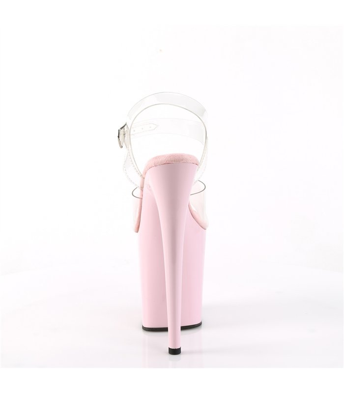 FLAMINGO-808 High Heels Sandalette - Transparent/Rosa | Pleaser
