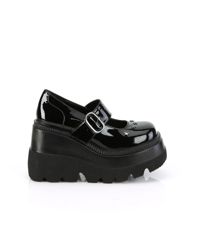 SHAKER-23 Plateau Schuhe- Schwarz Lack | Demonia
