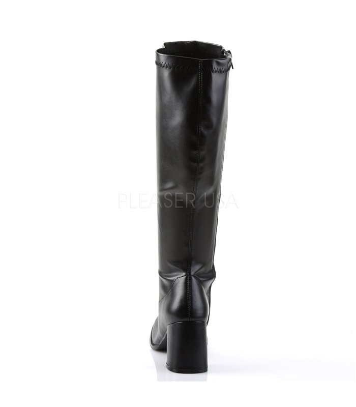 Retro Stiefel GOGO-300WC (Weitschaftstiefel) - PU Schwarz