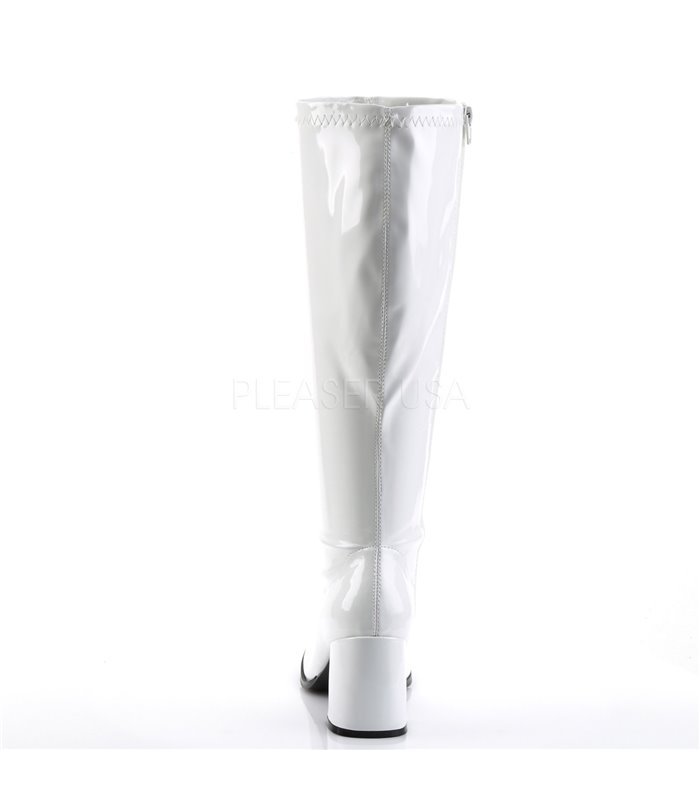 Retro Stiefel GOGO-300WC (Weitschaftstiefel) - Lack Weiß