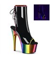 ADORE-1018RC-02 Platform Ankle Boot - Black Patent Multicolored | Pleaser