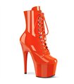 ADORE-1020 Platform Ankle Boots - Fire Red Orange Patent | Pleaser