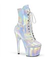 ADORE-1020HG-C Plateau Ankle Boots - White Shimmer | Pleaser