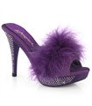 ELEGANT-401F Plateau Pantolette mit Plüsch und Glitzer - Violett | Fabulicious