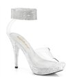 ELEGANT-442 Plateau Pantolette - Transparent Glitzer | Pleaser