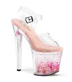 ENCHANT-708AQUA-03 Plateau Sandalette - Transparent Rosa Sohle mit Herzen im Plateau | Pleaser