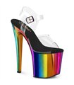 ENCHANT-708RC Plateau Sandalette - Transparent Regenbogen Plateau | Pleaser