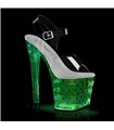 ENCHANT-708T-LT Plateau Sandalette - Transparent Kaktus Glow Sohle | Pleaser