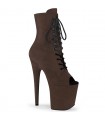 FLAMINGO-1021FS Platform Peeptoe Ankle Boots - Brown Velvet | Pleaser