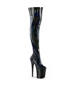 FLAMINGO-3000HWR Plateau Overknee Stiefel - Schwarz Schimmer | Pleaser