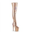 FLAMINGO-3000HWR Overknee Plateau Stiefel Roségold | Pleaser