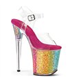 FLAMINGO-808RG-02 Plateau Sandalette - Regenbogenmuster Pinke Sohle | Pleaser