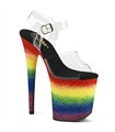 FLAMINGO-808RG-04 Plateau Sandalette - Regenbogenmuster | Pleaser