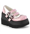 SHAKER-27 Plateau Schuhe mit Riemchen - Rosa Lack | DemoniaCult