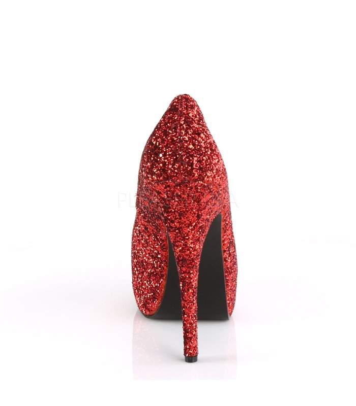 Plateau Pumps TEEZE-06GW - Glitter Rot (Weit)