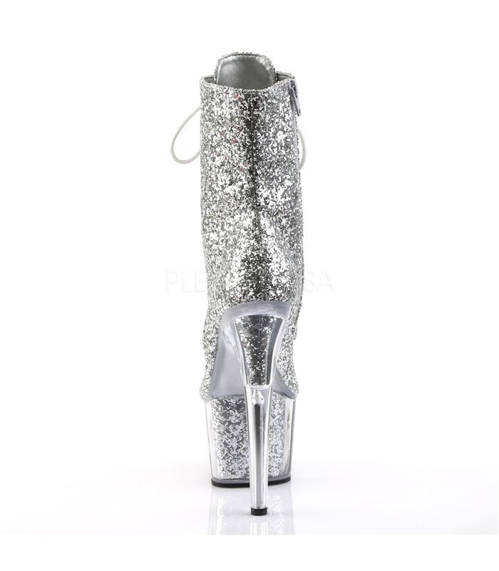 Glitter Plateau Stiefelette ADORE-1020G - Silber