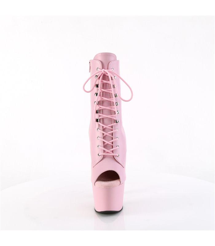 ADORE-1021 Plateau Peeptoe Stiefelette - Rosa Matt | Pleaser