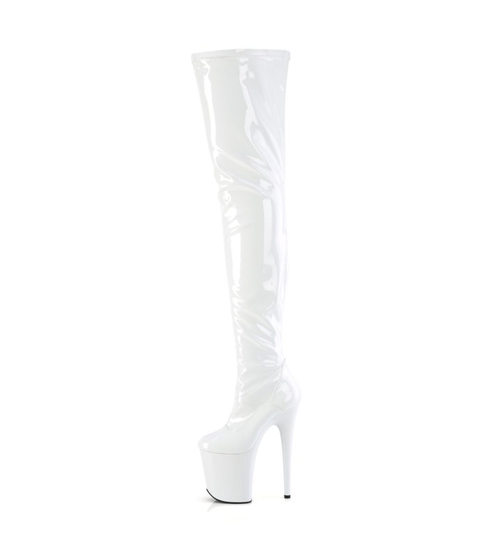 FLAMINGO-4000 Overknee Stiefel Weiß Lack | Pleaser