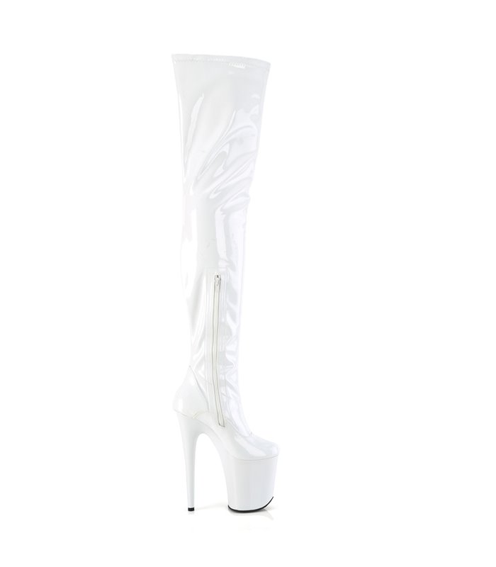 FLAMINGO-4000 Overknee Stiefel Weiß Lack | Pleaser