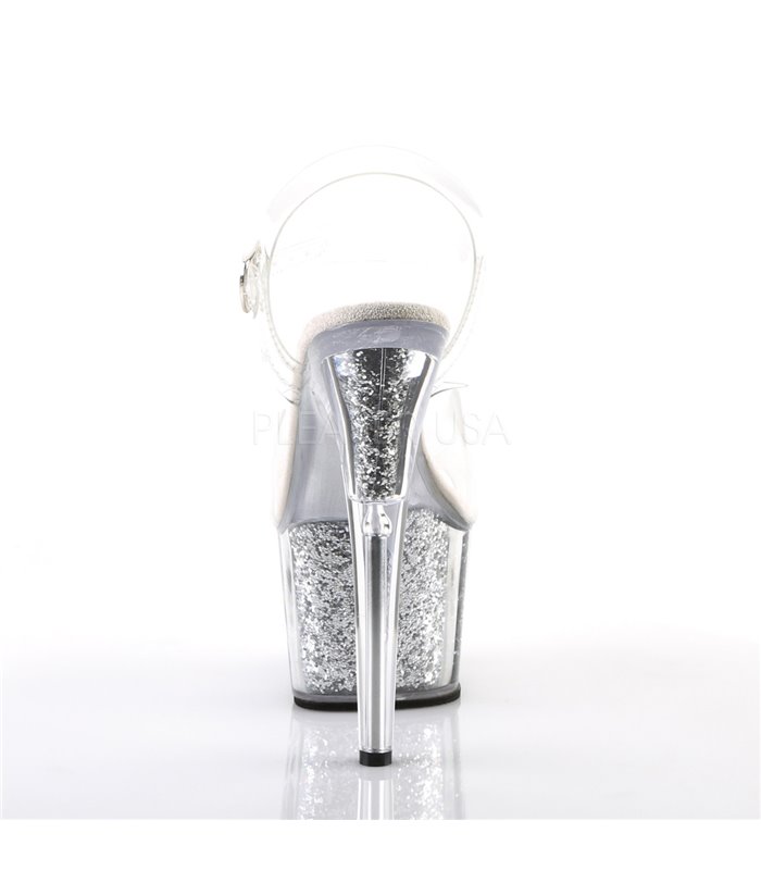 Plateau Sandalette ADORE-708G - Silber Glitter