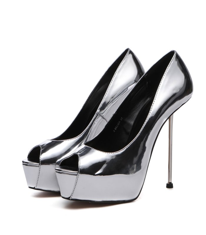 Giaro Peeptoe Pumps BELIZA Silber Chrome