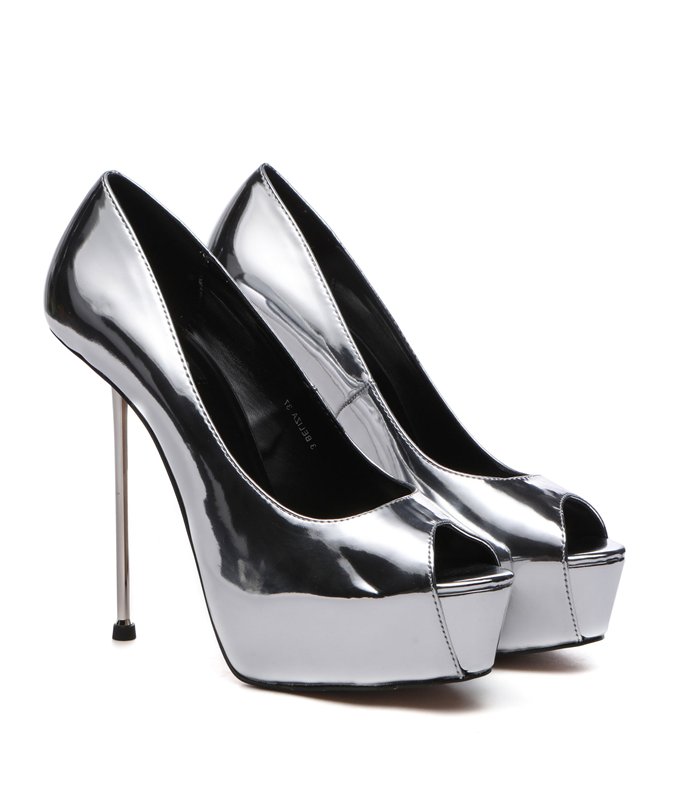 Giaro Peeptoe Pumps BELIZA Silber Chrome