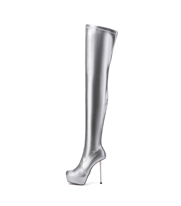 ---Giaro Overkne Stiefel BRISA Neon Silber Matt