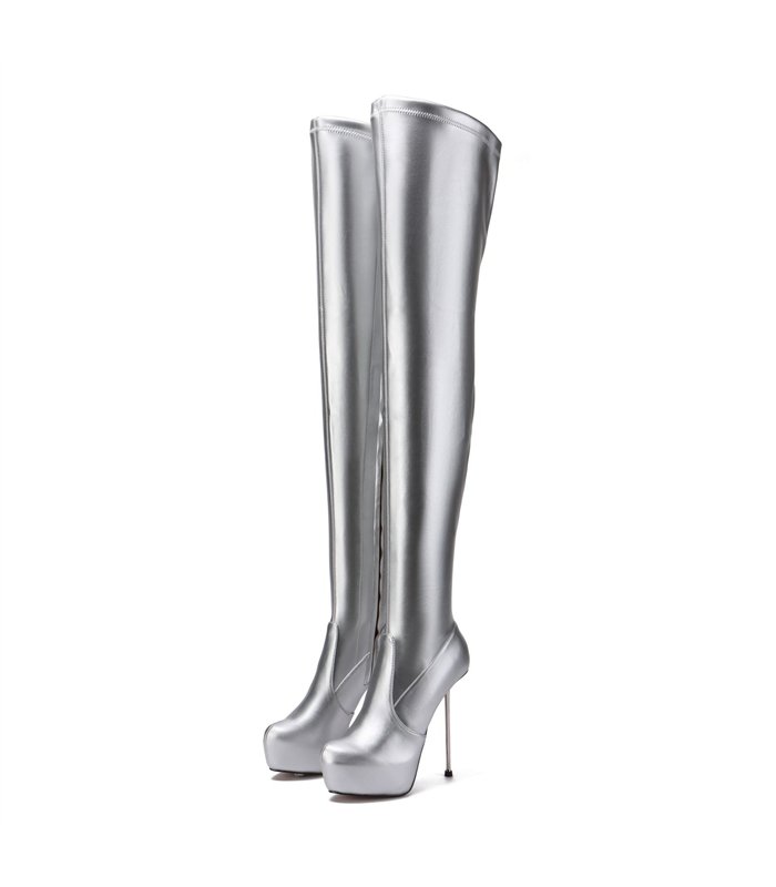 ---Giaro Overkne Stiefel BRISA Neon Silber Matt