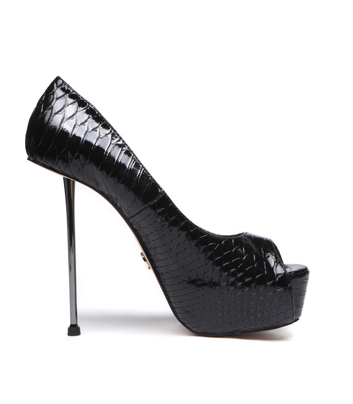 Giaro Peeptoe Plateau Pumps BELIZA SNAKE Schwarz