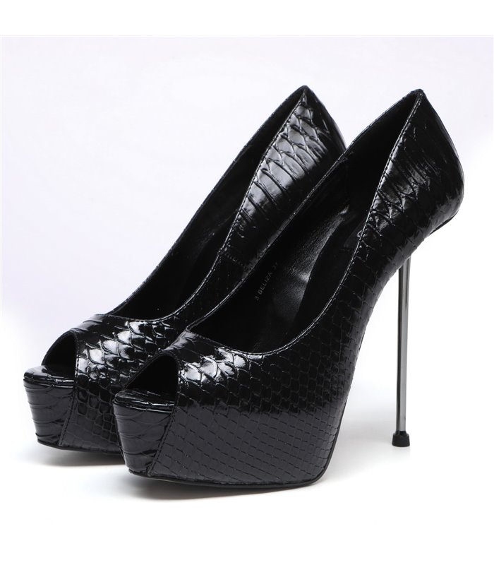 Giaro Peeptoe Plateau Pumps BELIZA SNAKE Schwarz