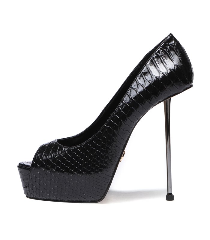 Giaro Peeptoe Plateau Pumps BELIZA BLACK SNAKE