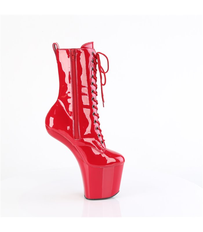 CRAZE-1040 Plateau Stiefelette - Rot Lack | Pleaser