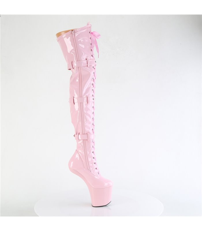 CRAZE-3028 Plateau Overknee Stiefel - Pink Lack | Pleaser