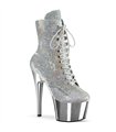 Platform ankle boots - ADORE-1020SQ-02 - silver/glitter | Pleaser