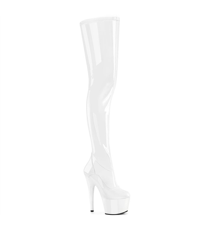 Plateau Overknee Laarzen - ADORE-4000 - Wit Lakleer | Pleaser goedkoop kopen!