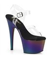 ADORE-708MCH - Platform Sandalen met Hoge Hakken - Zwart/Regenboog | Pleaser