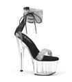 ADORE-727RS - Plateau High Heel Sandalette - Schwarz/Klar/Transparent/Glitzer | Pleaser