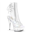 Plateau High Heel Stiefelette Peeptoe mit offener Verse- DELIGHT-1018C - Klar/Transparent | Pleaser