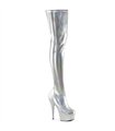 DELIGHT-3000HWR - Platform Overknee Boots - Silver | Pleaser