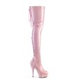  DELIGHT-3063 - Plateau Overknee Laarzen - Roze Lakleer | Pleaser