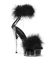 DELIGHT-624F - Platform high heel sandal - black plush | Pleaser