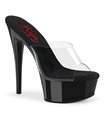 EXCITE-601 - Platform High Heel Mules - Black/Clear | Pleaser