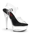 EXCITE-608 - Platform High Heel Sandals - Black/Clear | Pleaser