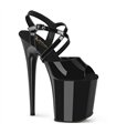 FLAMINGO-824 - Platform High Heel Sandals - Black Shiny | Pleaser