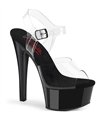 GLEAM-608 - Plateau High Heel Sandalette - Schwarz/Klar/Transparent Schimmer | Pleaser