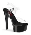 GLEAM-608 - Platform High Heel Sandals - Black/Clear Shimmer | Pleaser