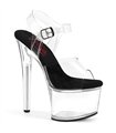 PASSION-708 - Plateau High Heel Sandalette - Schwarz/Klar/Transparent | Pleaser