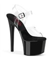 PASSION-708 - Platform High Heel Sandals - Black/Clear | Pleaser