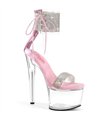 PASSION-727RS - Plateau High Heel Sandalette - Rosa/Klar/Transparent Glitzer | Pleaser