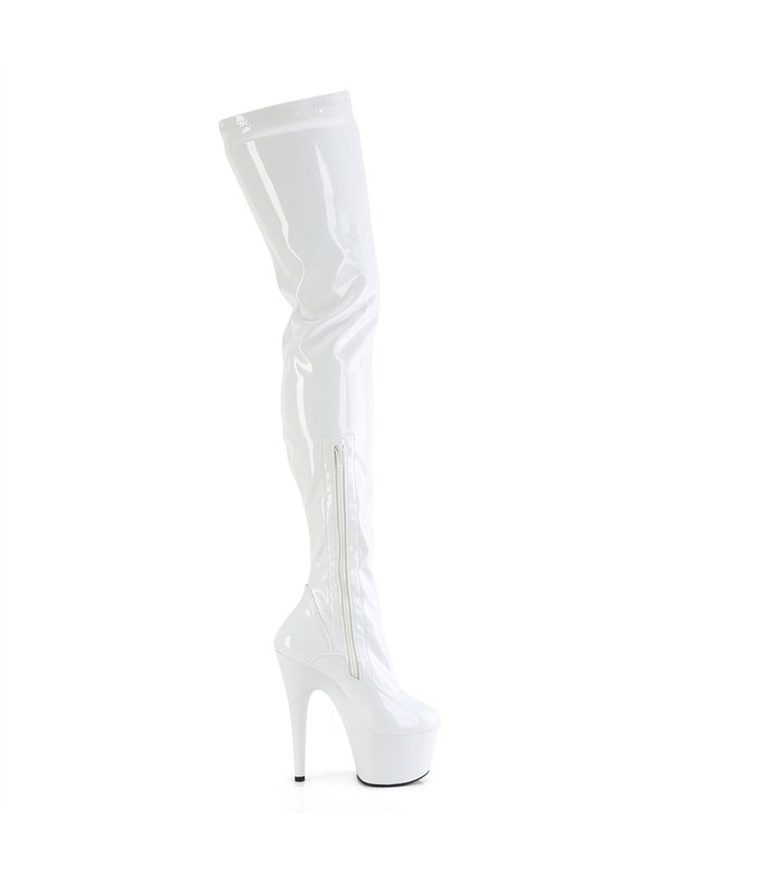 Plateau Overknee Laarzen - ADORE-4000 - Wit Lakleer | Pleaser